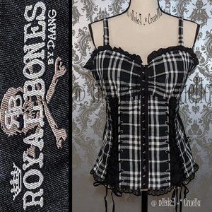 Black & White Tartan Corset Top